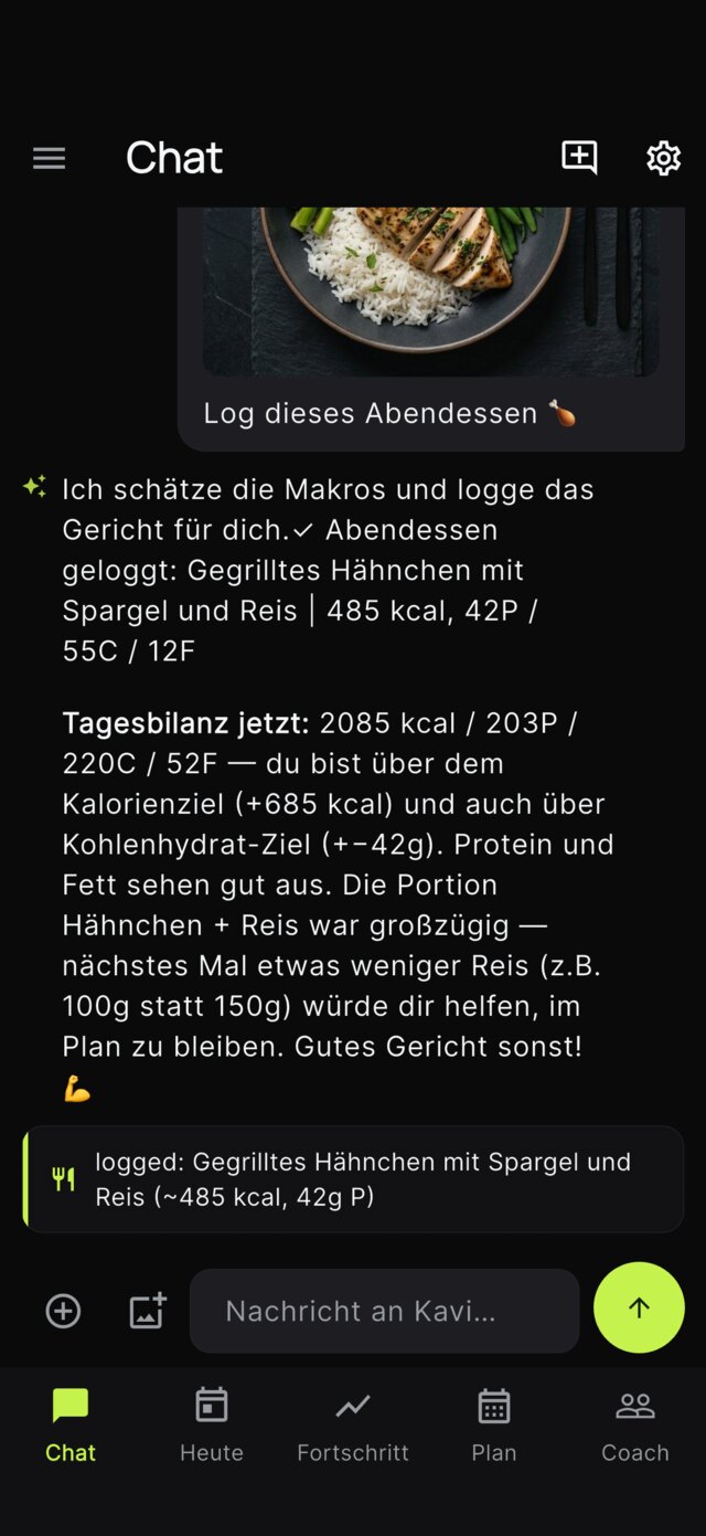 Mahlzeit fotografieren — sofort mit Makros erfasst.