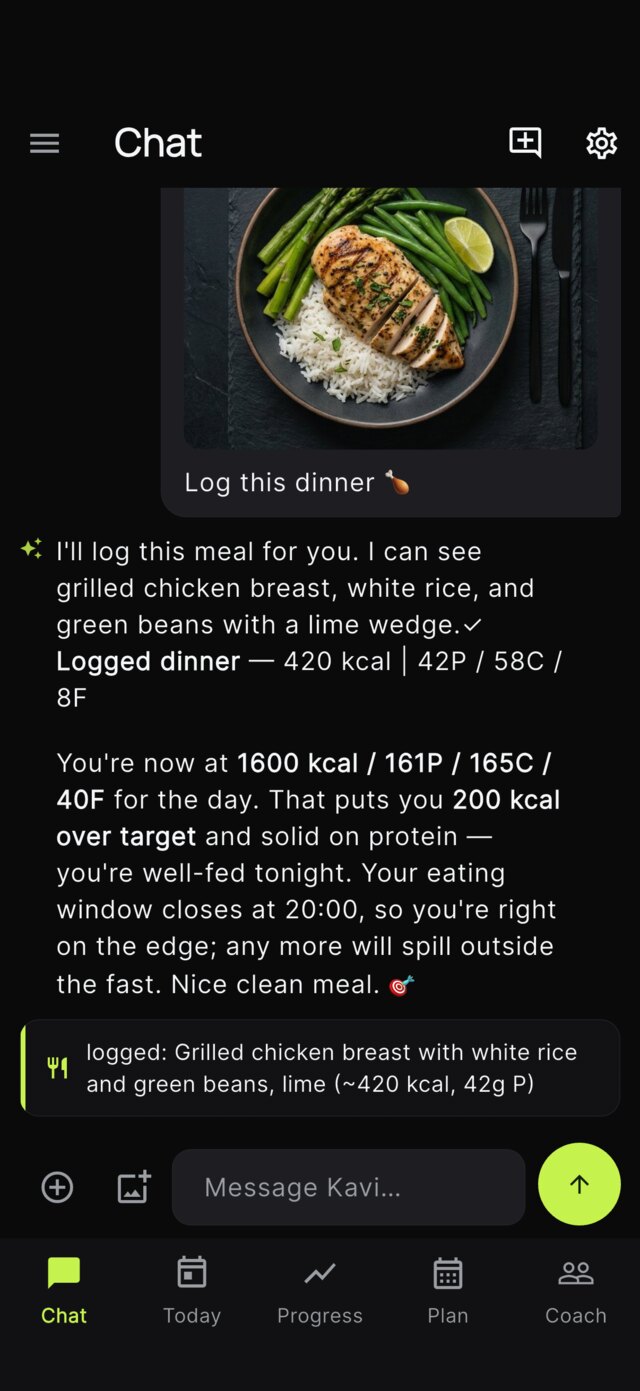 Snap a meal — logged with macros, instantly.