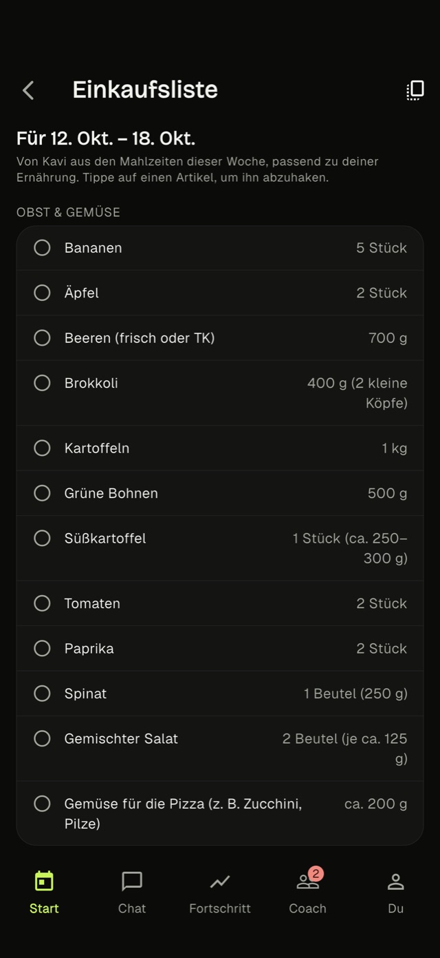 Die Einkaufsliste der Woche, nach Supermarkt-Abteilungen sortiert